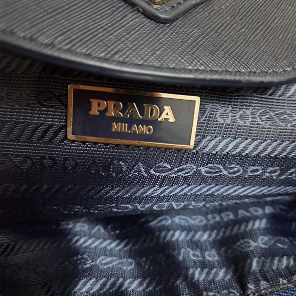 PRADA Navy Blue Nylon And Saffiano Leather Medium Tote - Picture 9 of 15